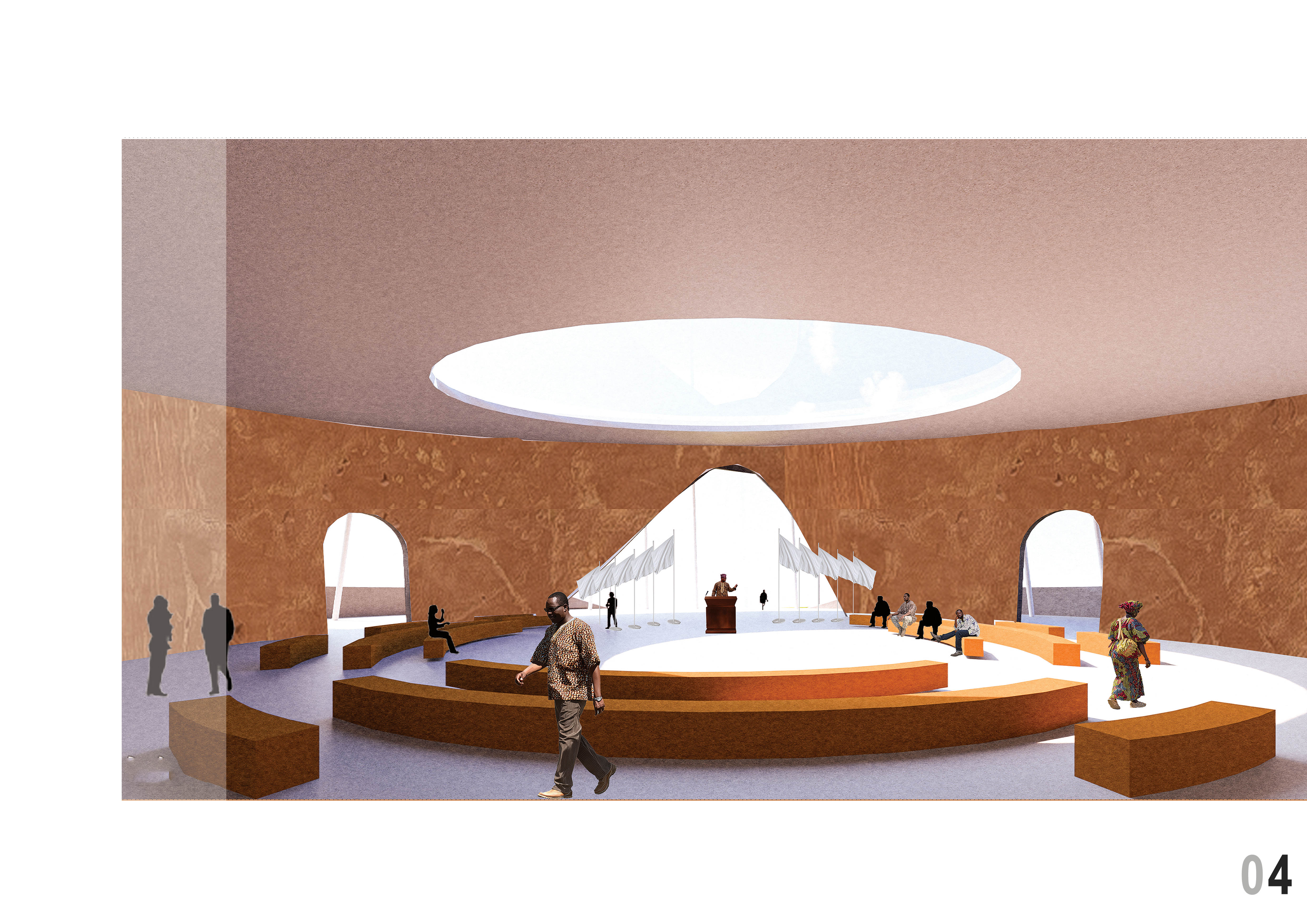 Peace Building circular peace dialogue interior with central oculus