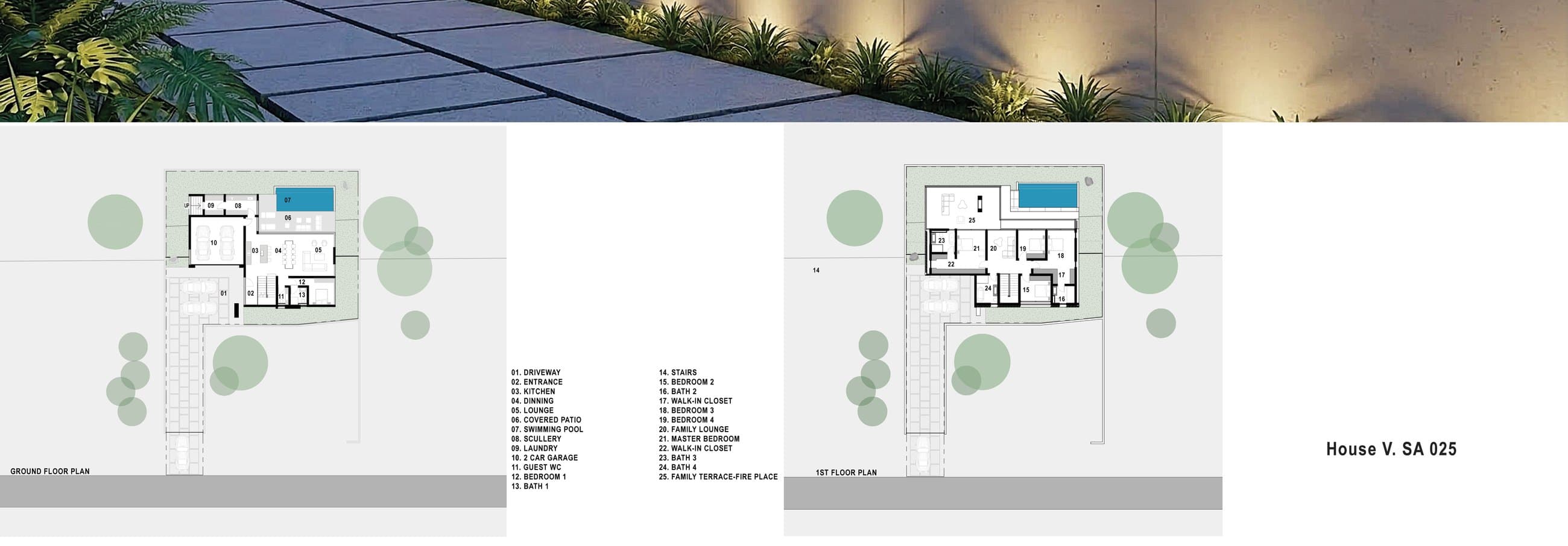 House V ground and first floor plans