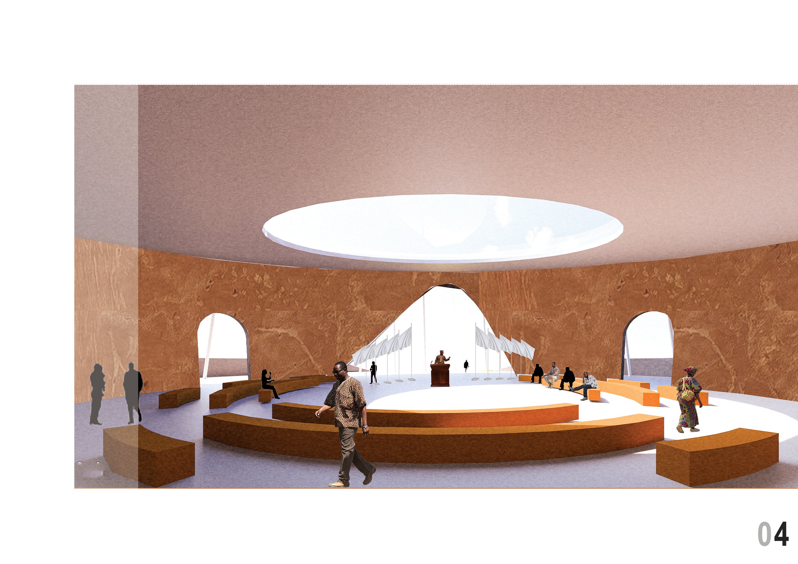 Peace Building circular peace dialogue interior with central oculus