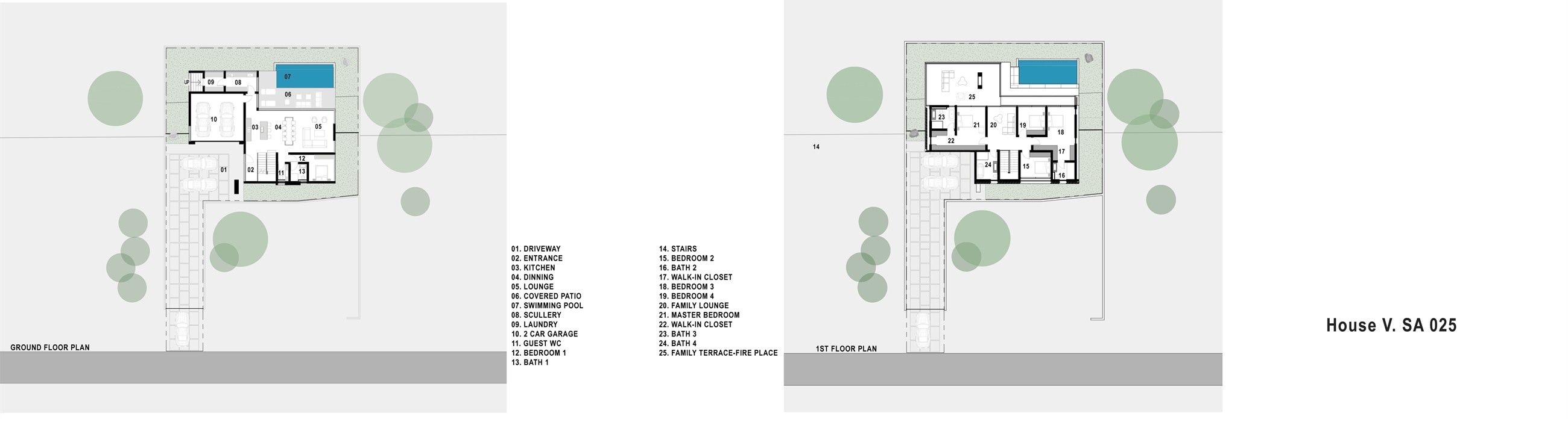 House V ground and first floor plans