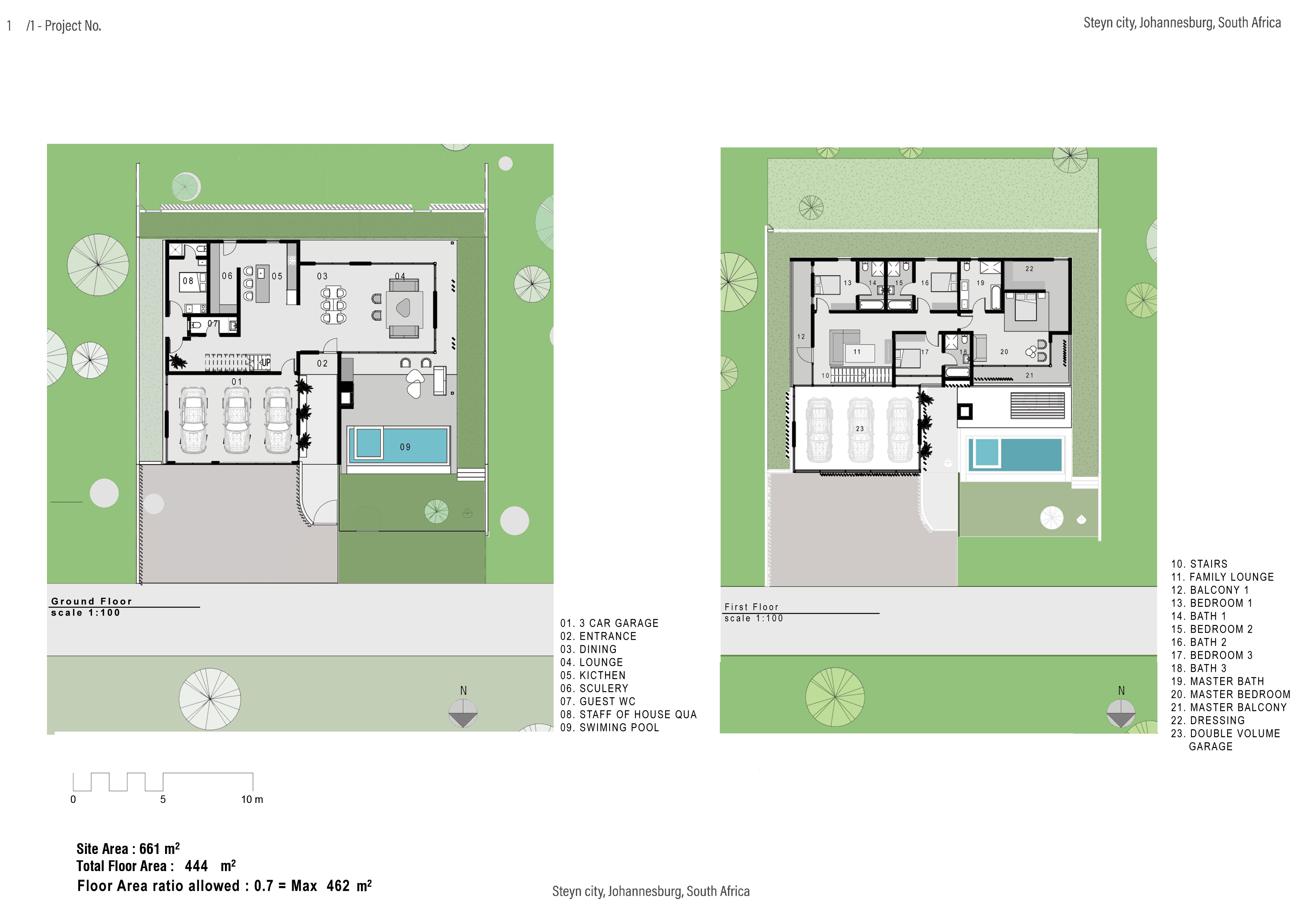 HM Steyn City Residence II ground and first floor plans
