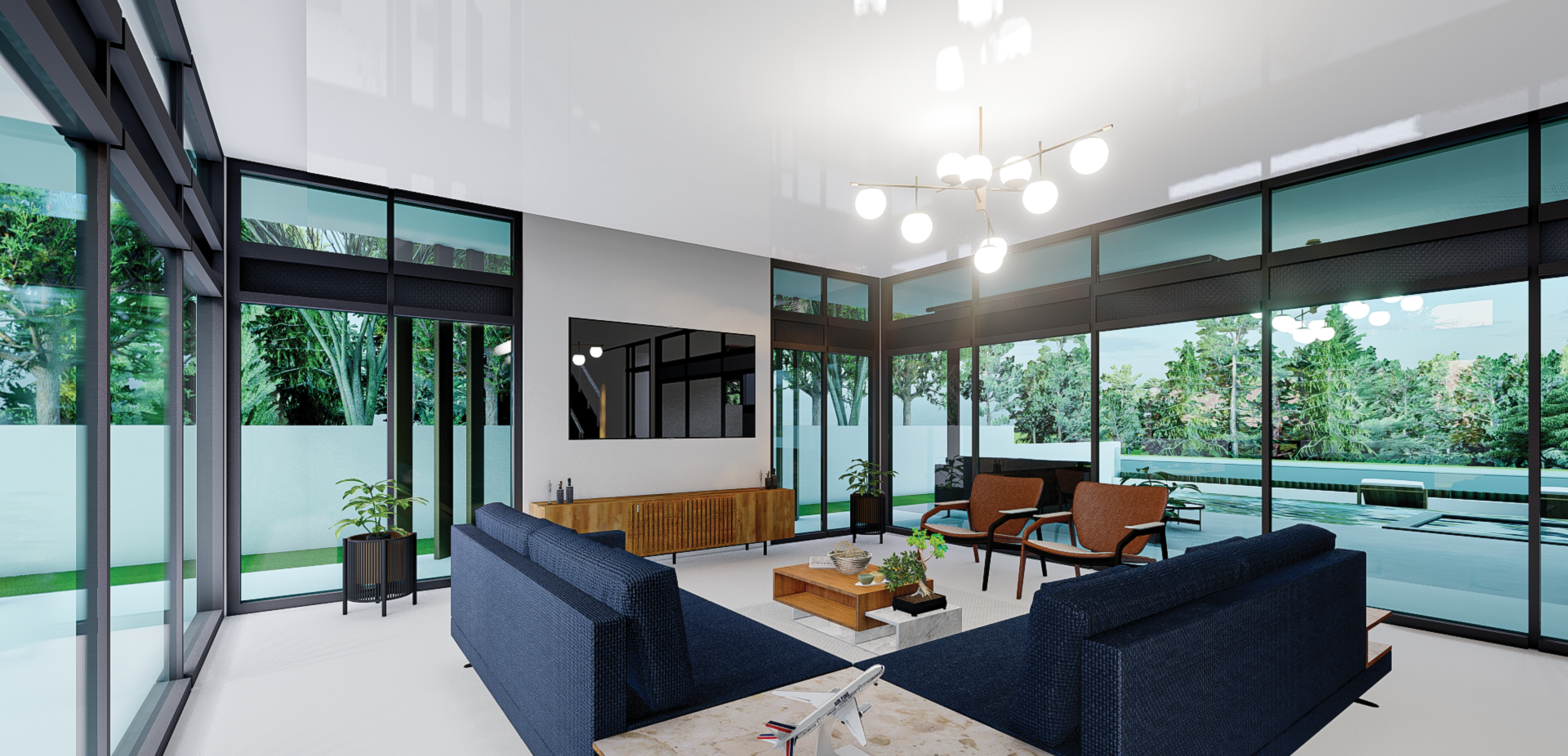 HM Steyn City Residence II living room with full-height glazing