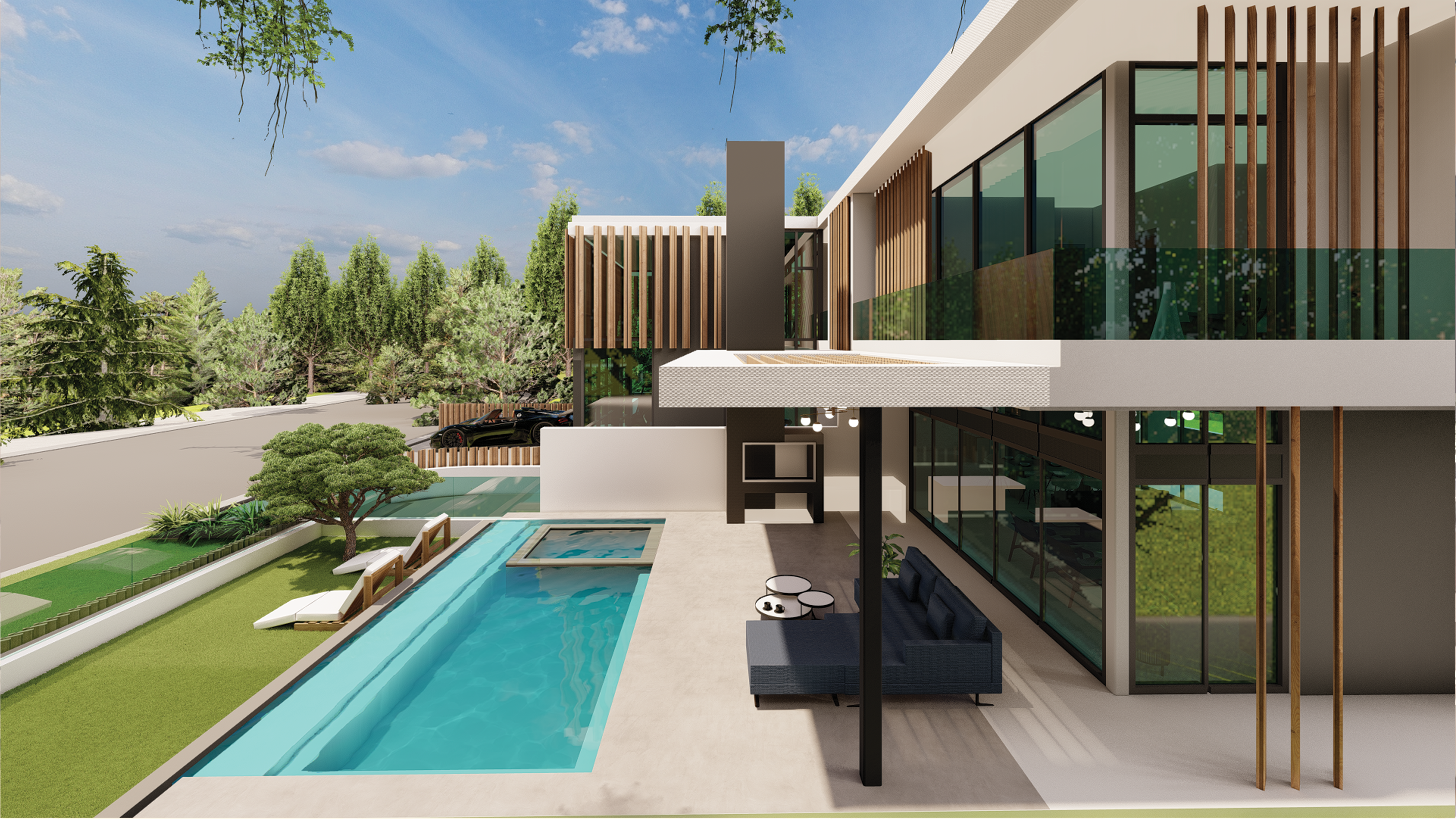 HM Steyn City Residence II lap pool terrace and rear facade