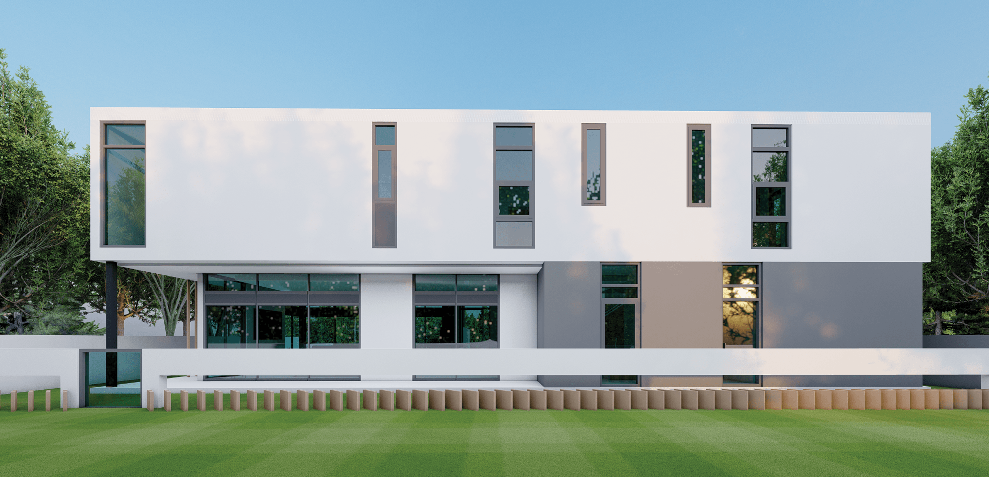 HM Steyn City Residence II front elevation and garden wall