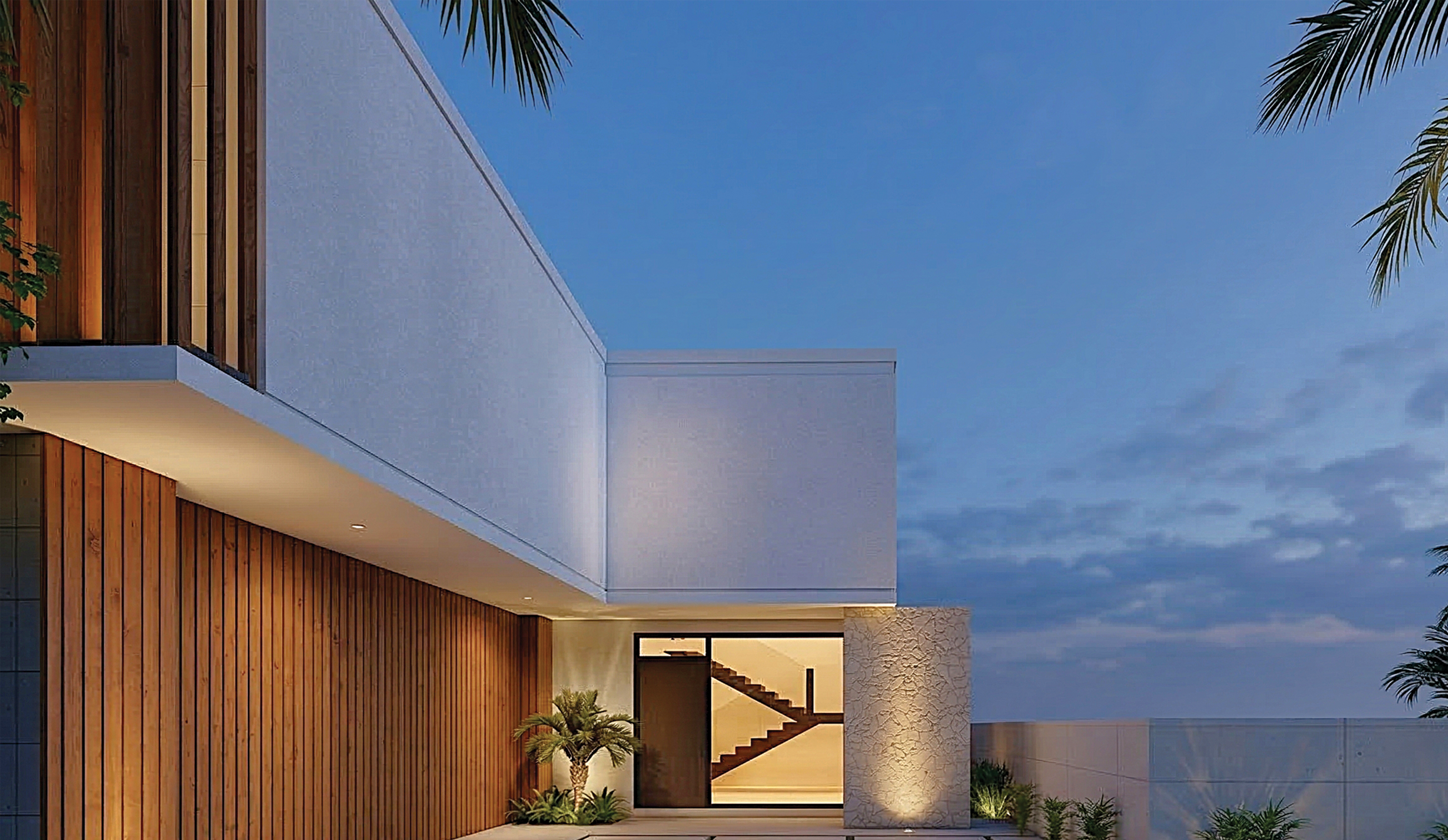 House V opaque front facade and forecourt